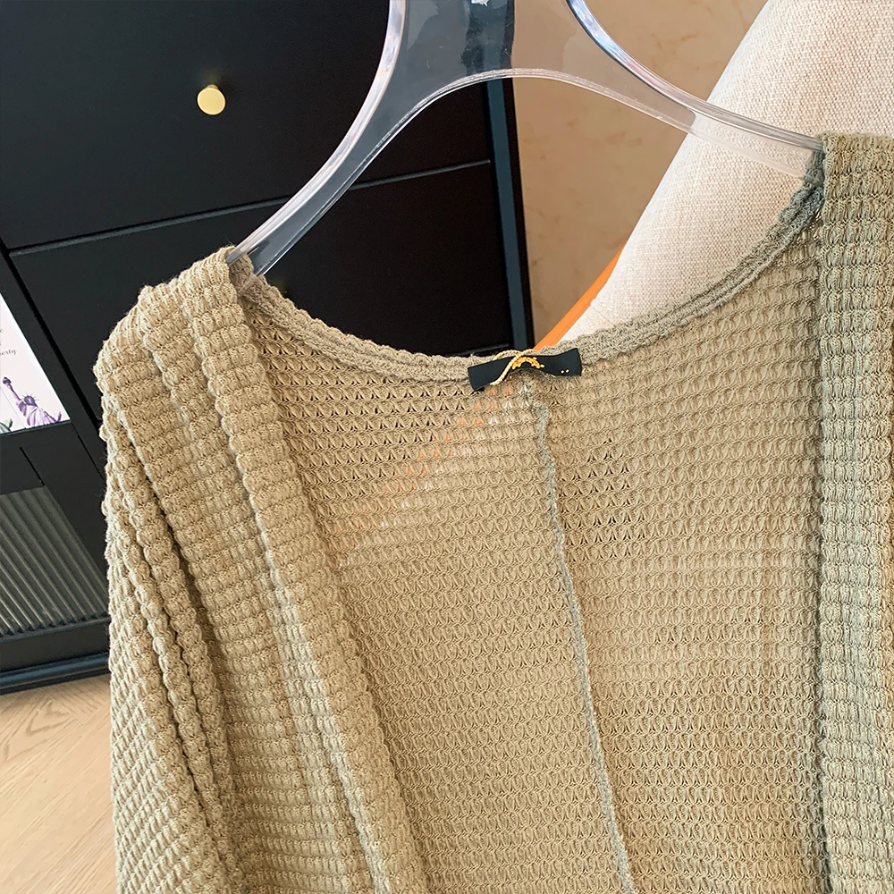 Женский весенне-осенний свободный удобный вязаный кардиган для отдыха большого