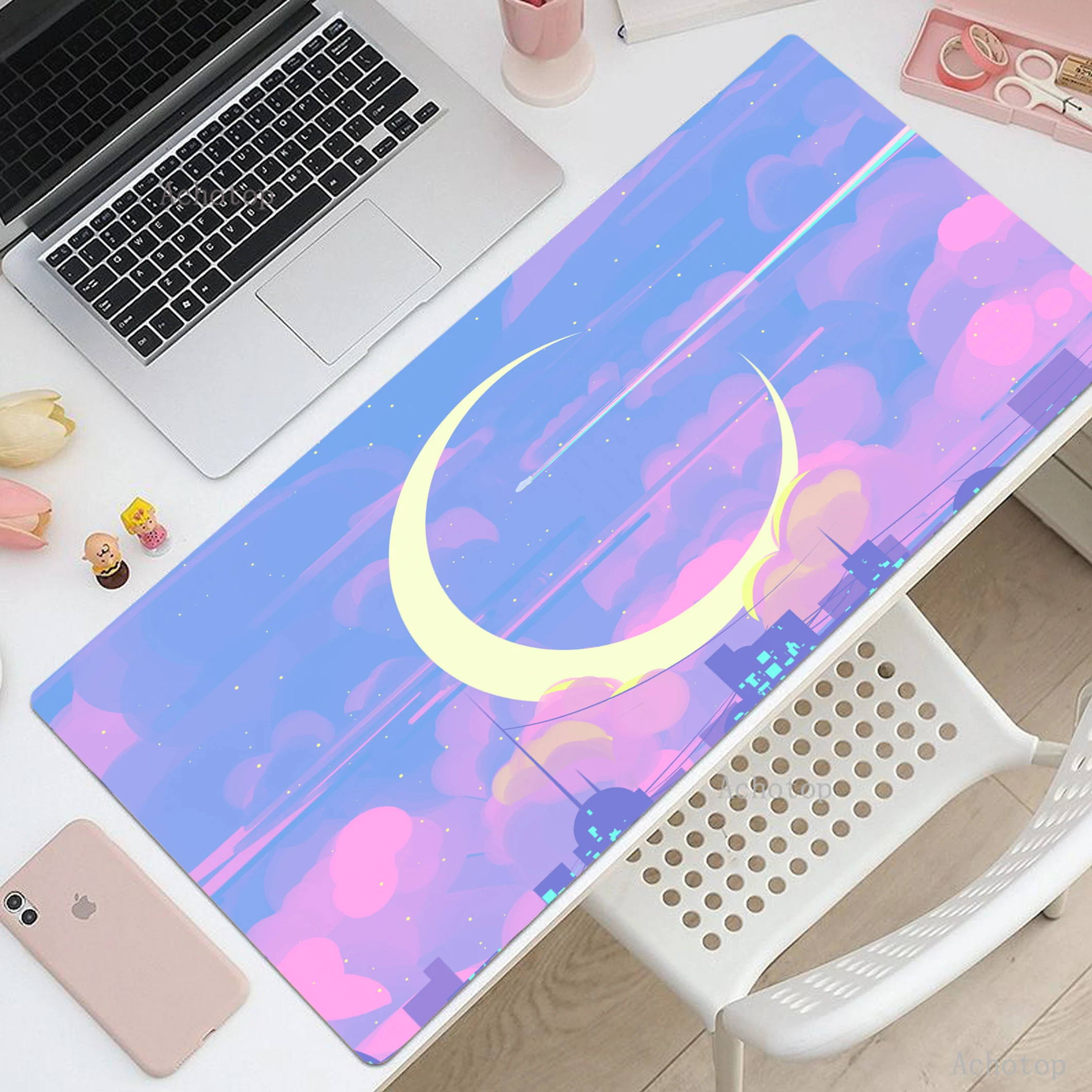 

Large Moon Landscape Mouse Pad Big Computer Mouse Mat XXL 90x40cm HD Print Keyboard Pads Gaming Gamer Mousepad Overlock Mousemat