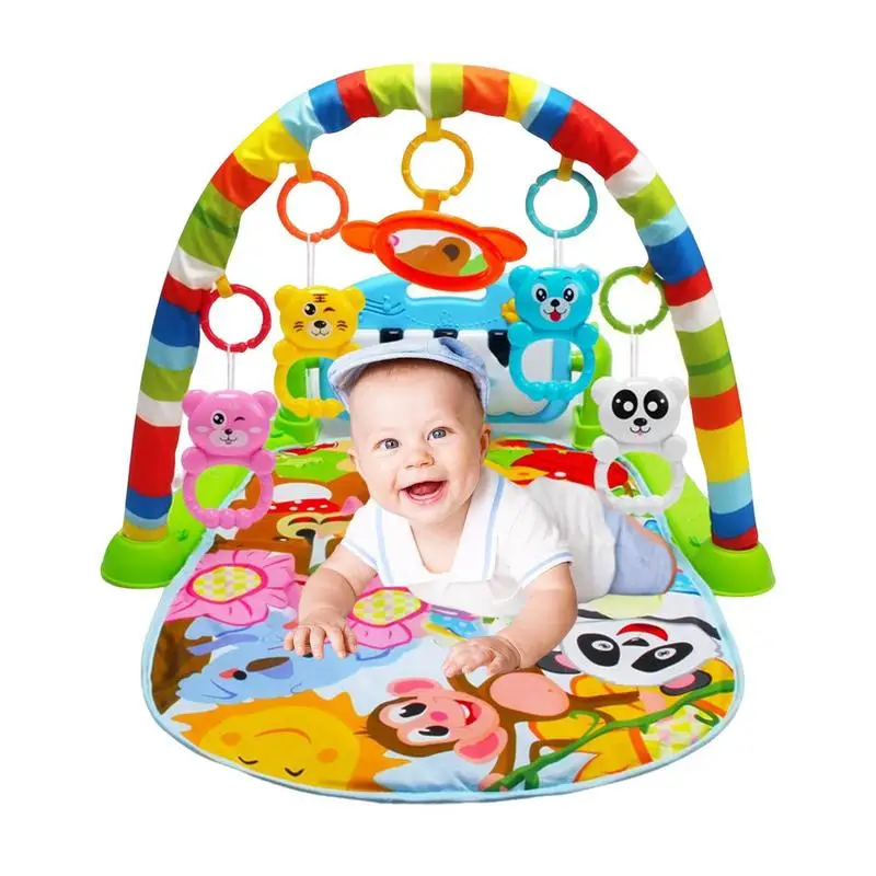 

5 In-1 Baby Play Gym Mat Music Rack Kids Play Rug Puzzle Carpet With Piano Keyboard Early Education Gym Crawling Game Playmat