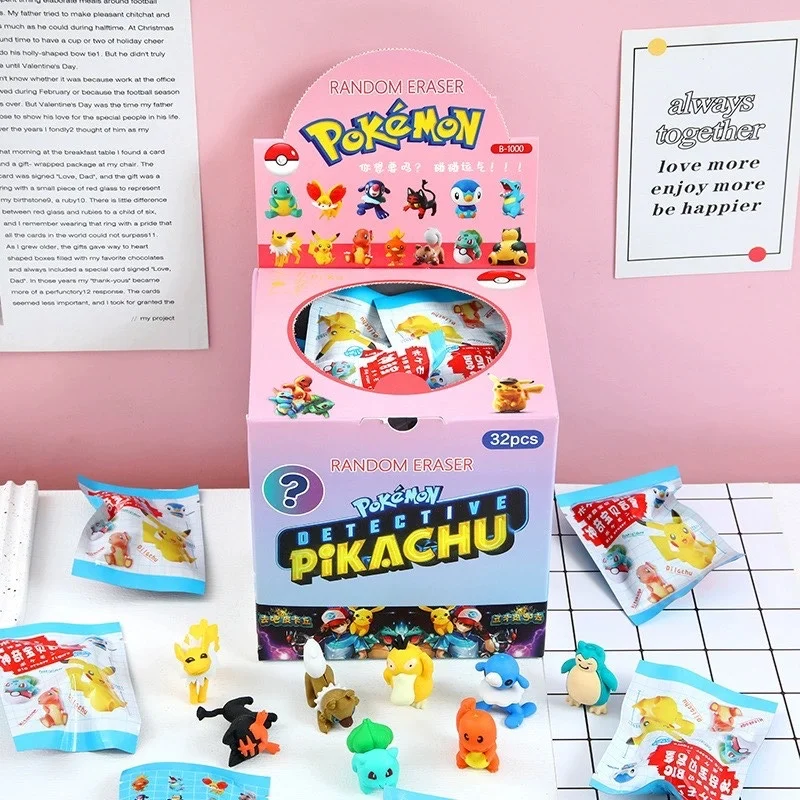 

Kawaii Pokemon Random 1pcs Detachable Toy Rubber Cartoon Pikachu Squirtle Student Stationery Eraser Children's Holiday Gift