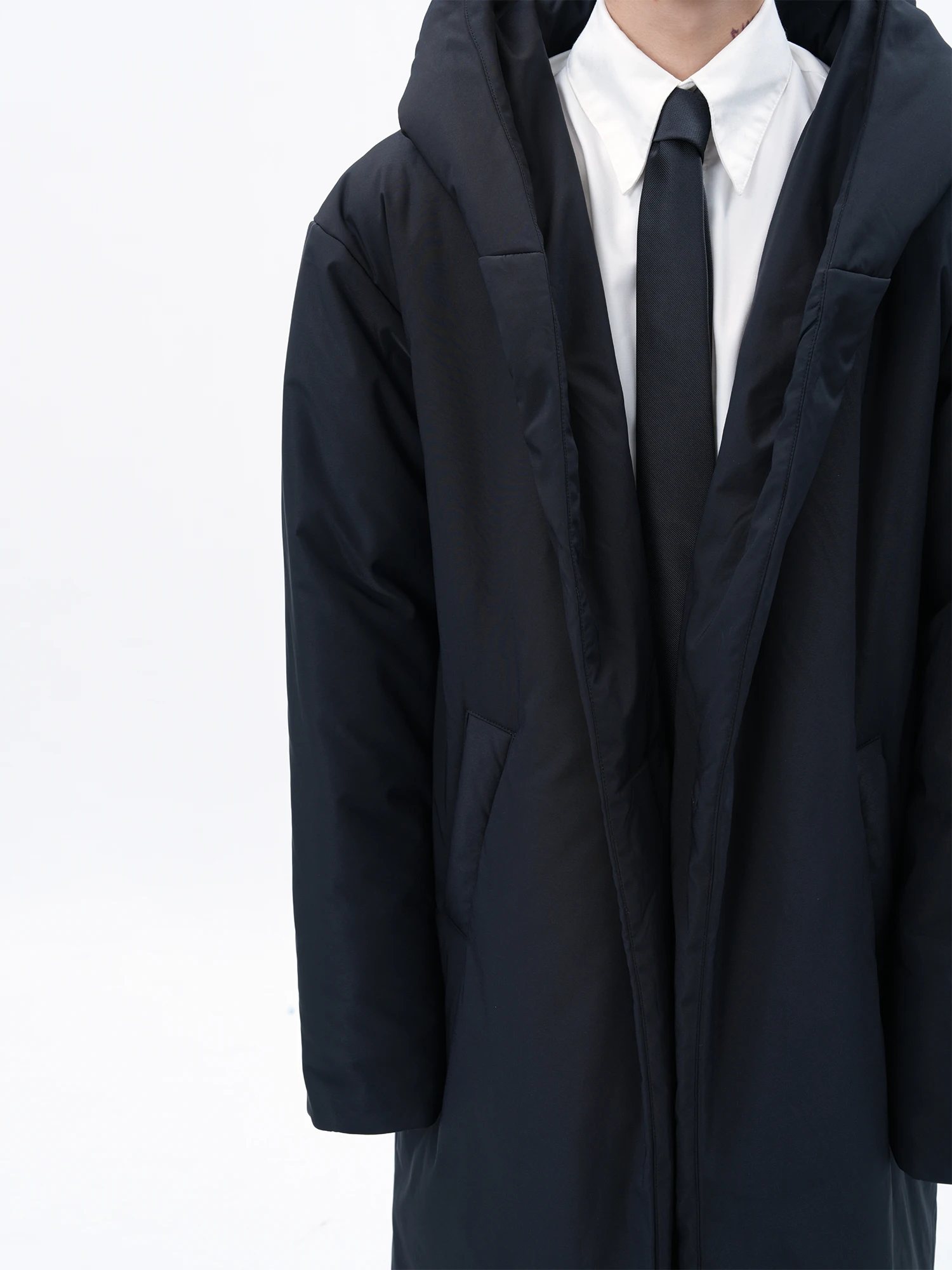 Harh &quotBig Devil Куртка на хлопковой подкладке&quot Оригинальное черное длинное пальто