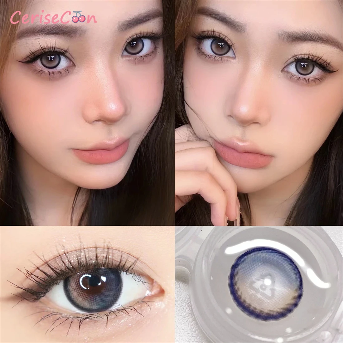 

Polar Blue Gray Colored Contact Lenses Cosmetic Big Beauty Pupil Lens For Eyes Myopia Prescription Degrees 2Pcs/Pair