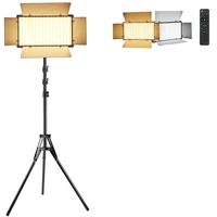 led video light panel kit with adjustable tripod bi color 3200k 6500k photographic photo studio lighting photography lamp