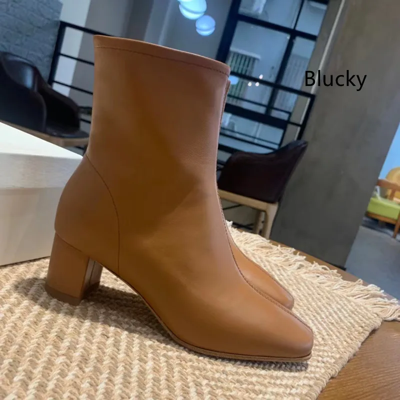 

Women's thick heeled ankle boots with suede inner round toe short boots, women's sexy and fashionable versatile high heels boots