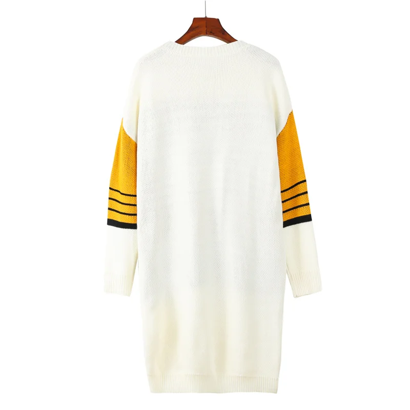 Осенне-зимний уличный свободный женский прямой вязаный свитер с длинными