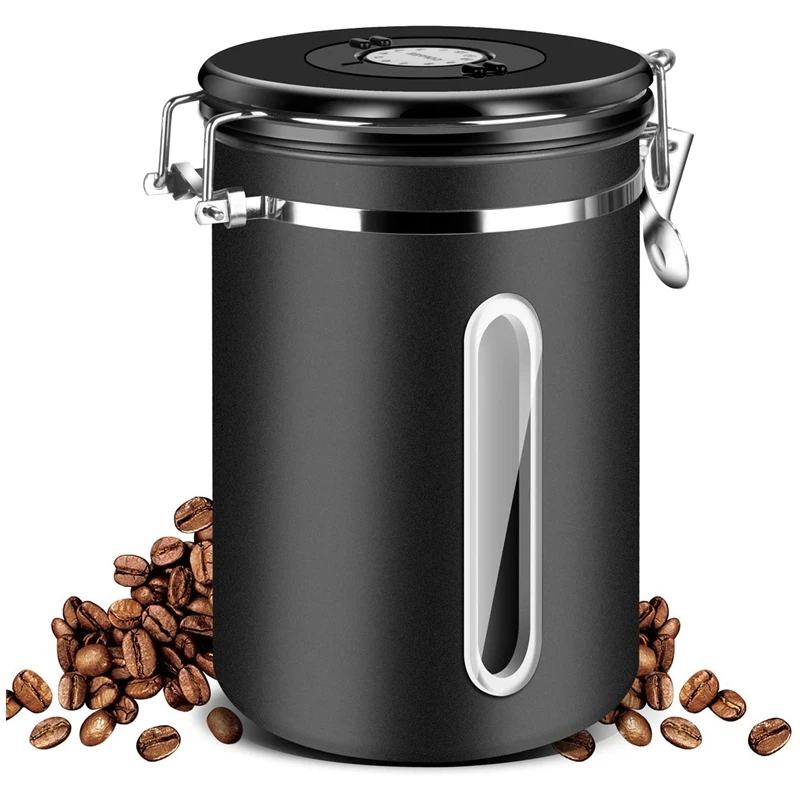 

Airtight Coffee Canister,Coffee Container with Date Tracker Lid & Window,Canister for Kitchen Food Storage
