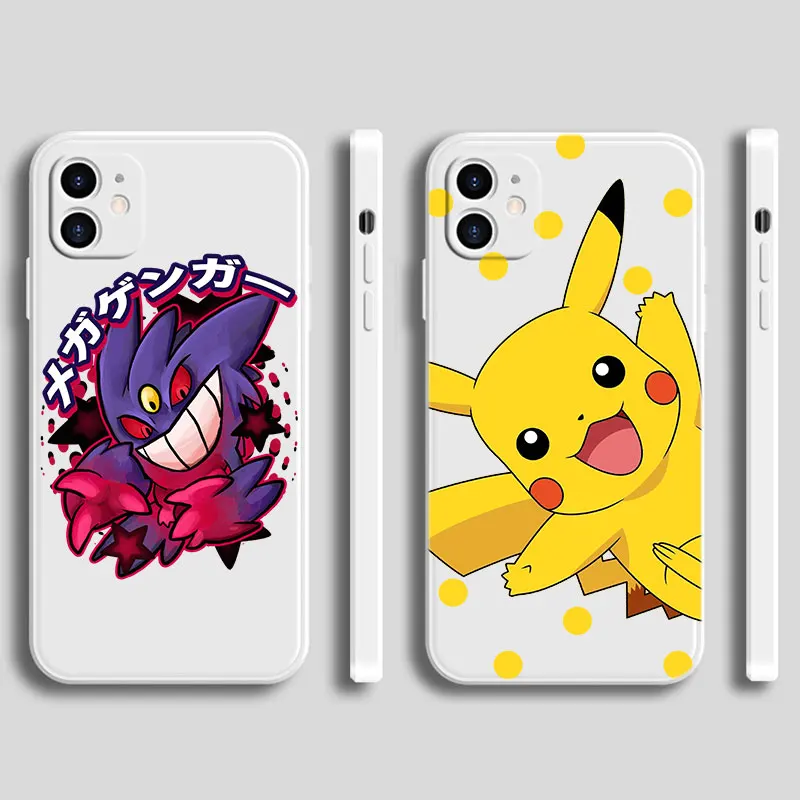 Новый милый квадратный жидкий силиконовый чехол Gengar для телефона Funda iPhone 14 13 12 Mini