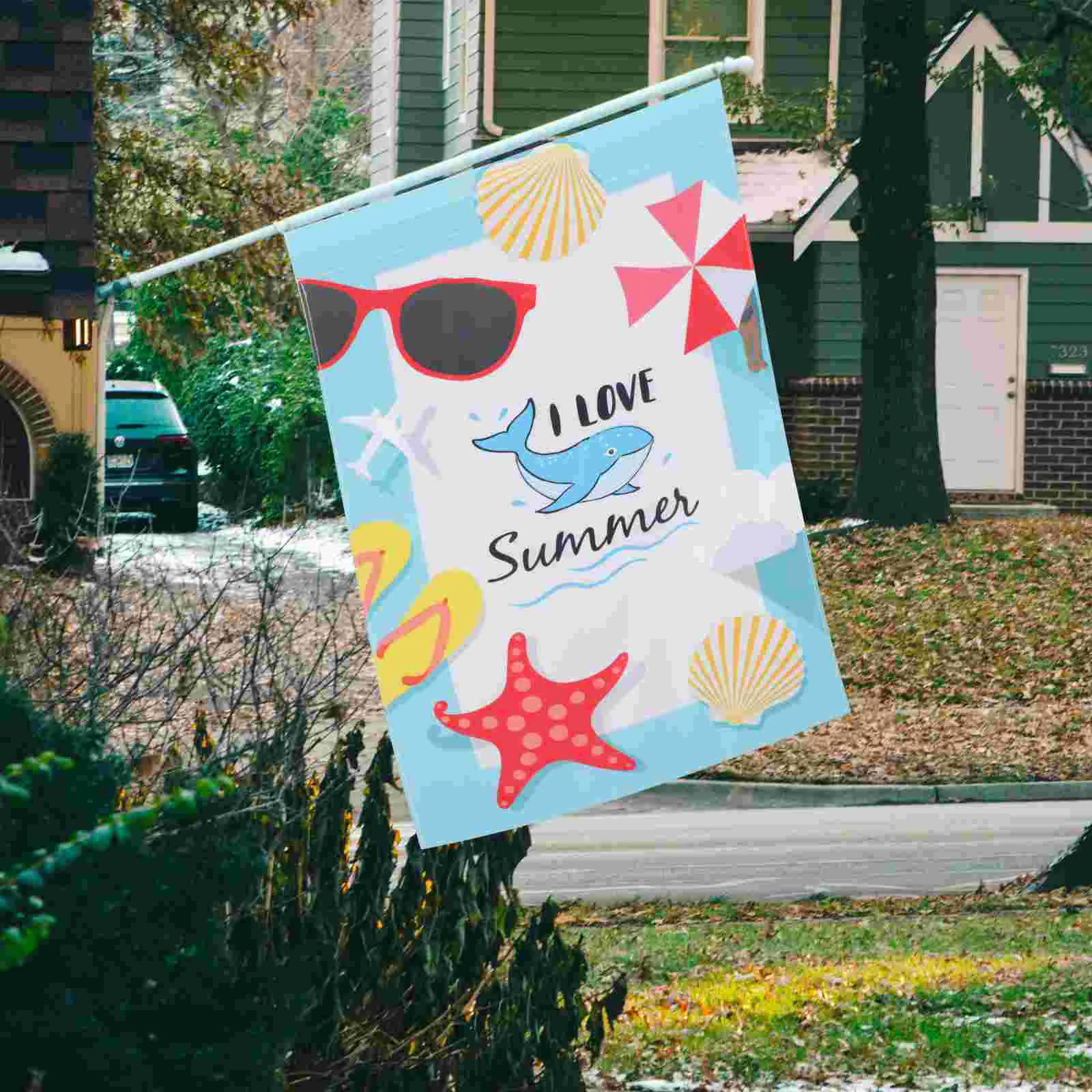

2Pcs Beach Hanging Flags Decorative Garden Flag Adornments Garden Decors