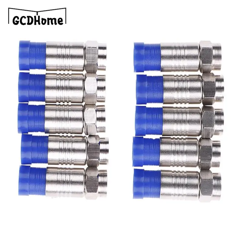 

10Pcs F-Type Male Plug Compression Connectors For RG6 Coax Coaxial TV Cable HQ