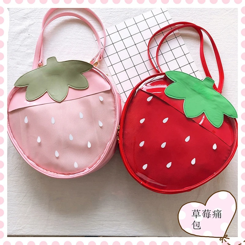 

Женский прозрачный рюкзак в стиле «лолита», с рисунком клубники