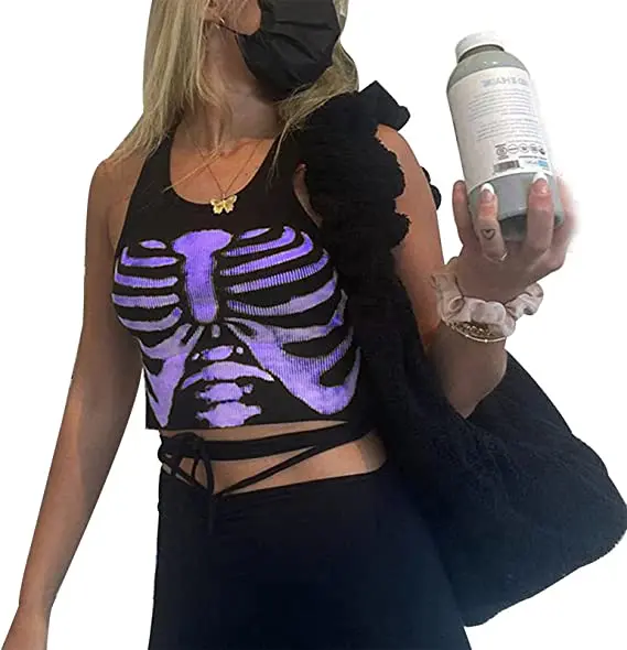 Женский укороченный топ без рукавов для подростков жилет с рисунком в виде