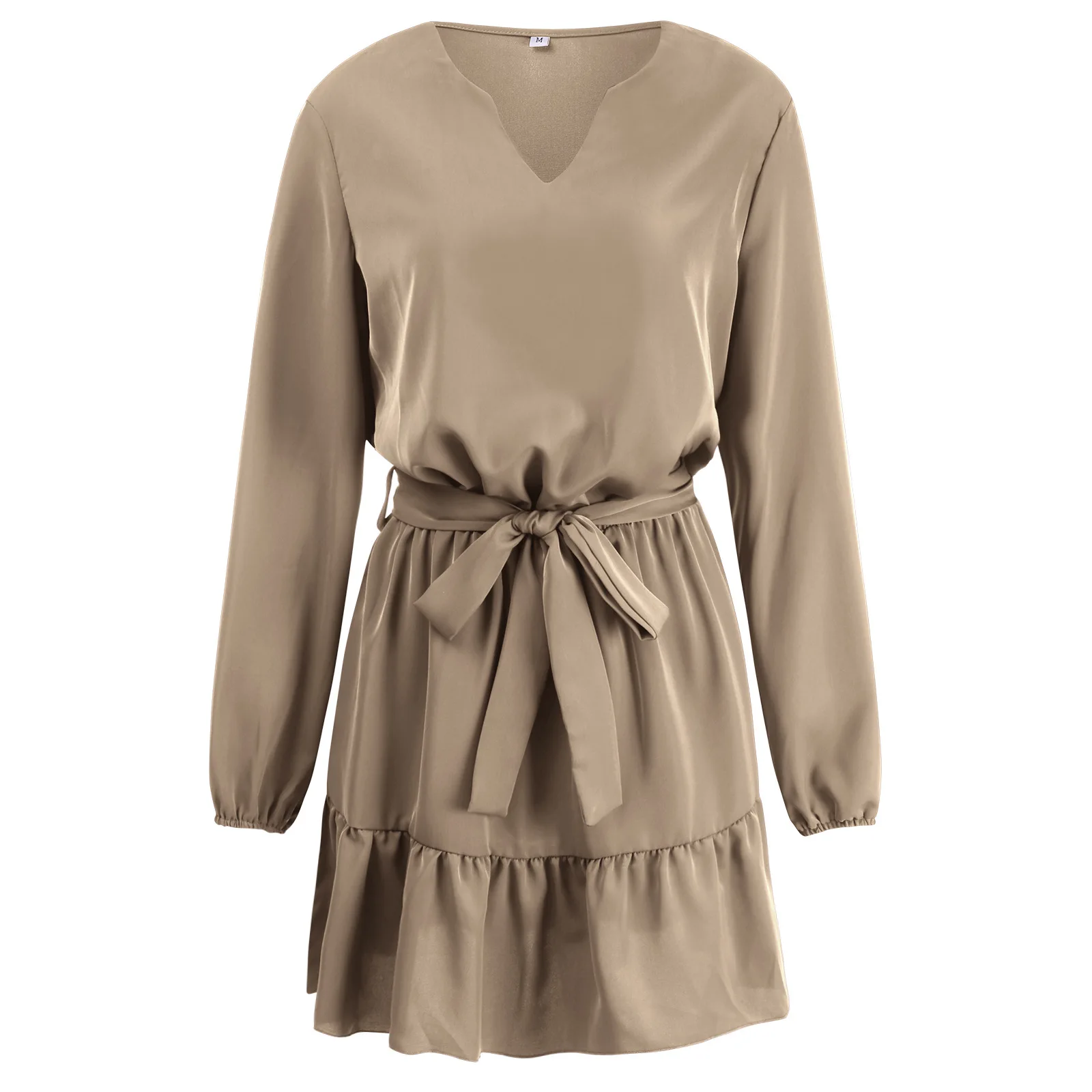 

Autumn and winter women 2021 fashion new sexy street style long sleeve dress high quality comfortable v-neck a-line skirt