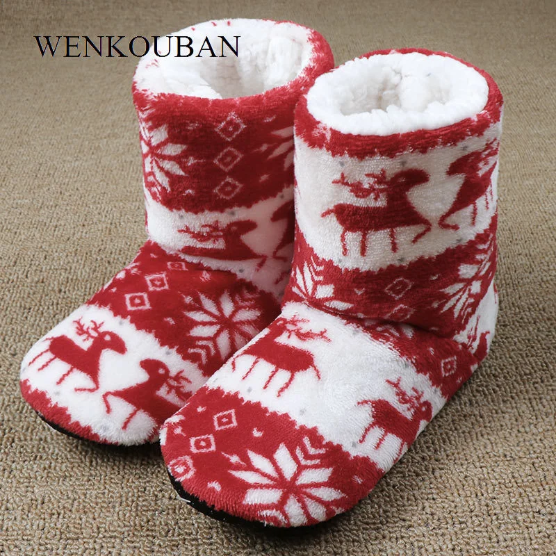 

Winter Fur Slippers Women Warm House Slippers Plush Slides Christmas Cotton Indoor Home Shoes Floor Shoes Claquette Fourrure