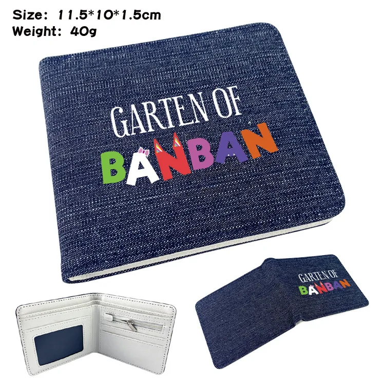 

Banban Garden Game Surrounding Students Men and Women Denim Half-fold Wallet Cartoon Animation Short Card Bag Coin Purse
