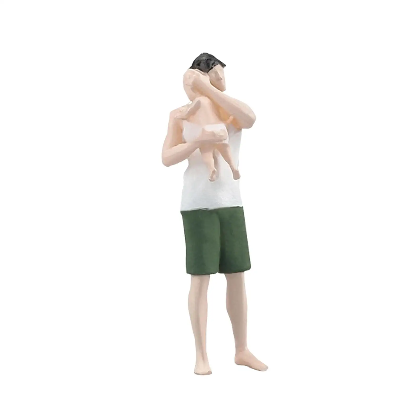 

1/64 Scale Figure Daddy and Baby Resin Realistic Model Figures for Layout Micro Landscape DIY Projects Sand Table Model Train