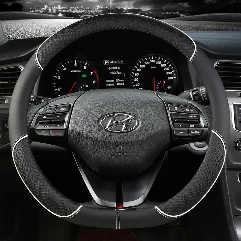 

Для Hyundai i40 i30 i20 i10 ix35 ix25 Tucson Accent Elantra Santa Fe Creta Solaris Kona автомобильный чехол на руль автоаксессуары