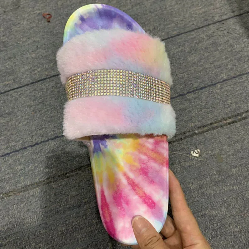 

Fur Slides for Women ry Sandals Glitter with y Slippers Shoes 2020 Wholesale Dropshipping Free Fast Shipping
