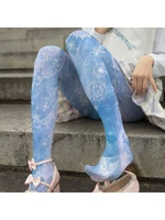 2022 spring and summer new two dimensional pantyhose womens star lolita sweet leggings printed socks wholesale