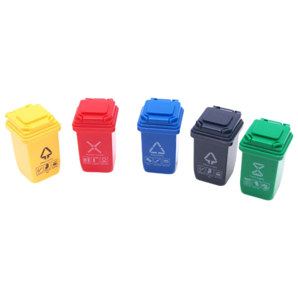 

5 Pcs Dollhouse Mini Sorting Trash Can Garbage Decoration Miniature Small Miniatures Scene Model Decorative Waste Bin