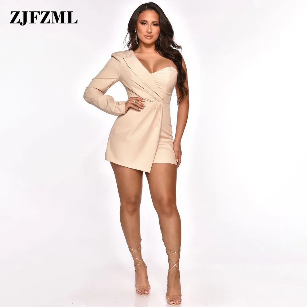 

Office Lady OL One Shoulder Bodycon Playsuits Women 2022 Casual Business Formal Workwear Short Romper Spring Summer Club Outfits