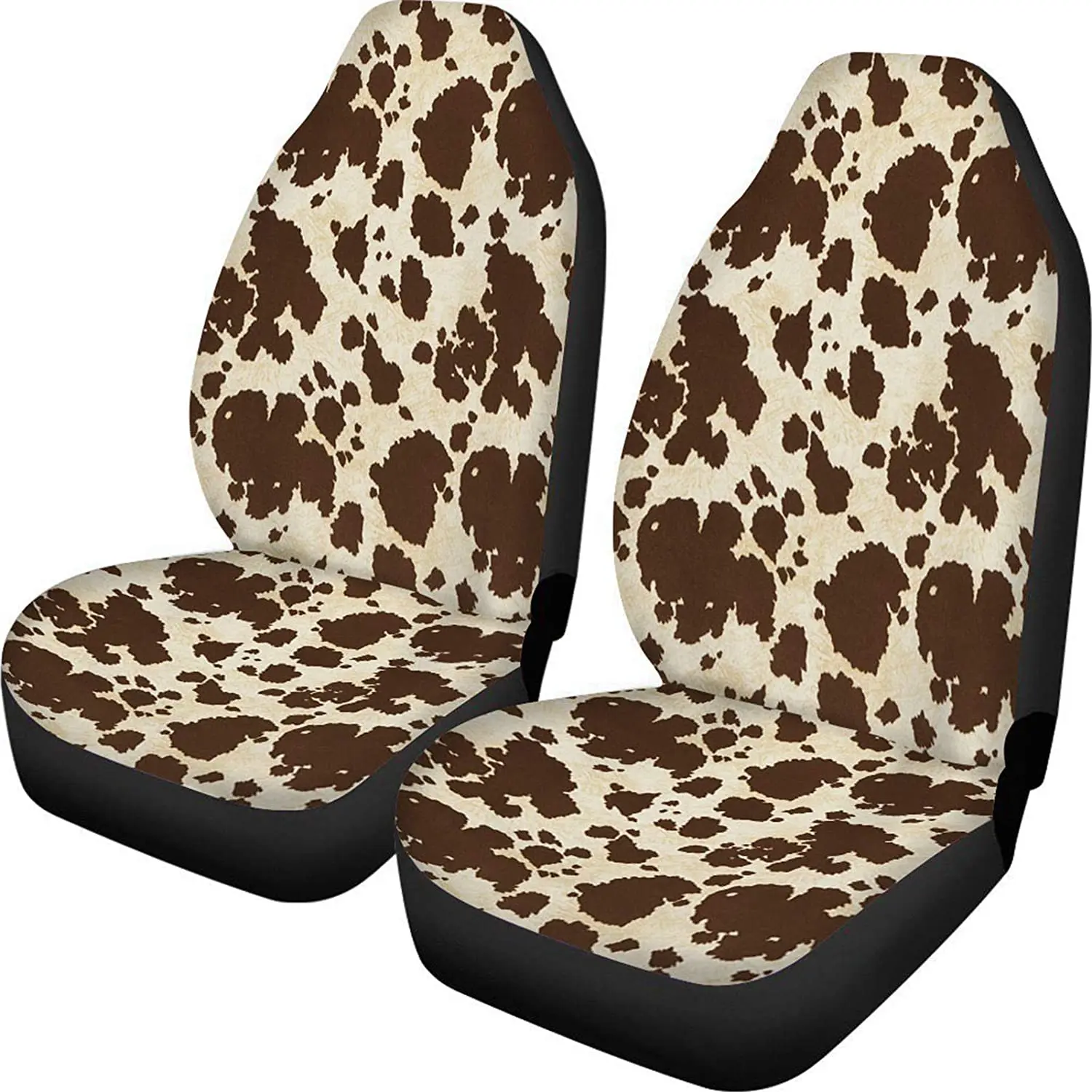 

Brown Cow Print Car Seat Covers Vintage Print Car Front Bucket Seat Cover Auto Accessories Universal Fits for Most Cars 2PCS