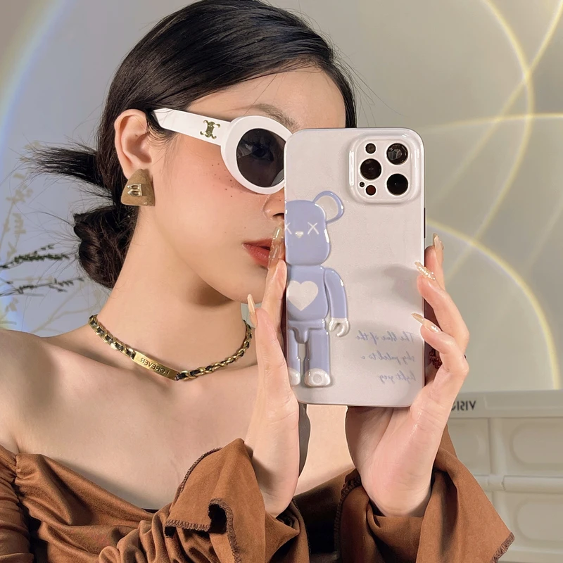 

Роскошный Ретро чехол для телефона с японским любовным сердцем и сильным медведем для iPhone 11 12 13 Pro Xs Max X Xr 7 8 Puls противоударный мягкий IMD чехол