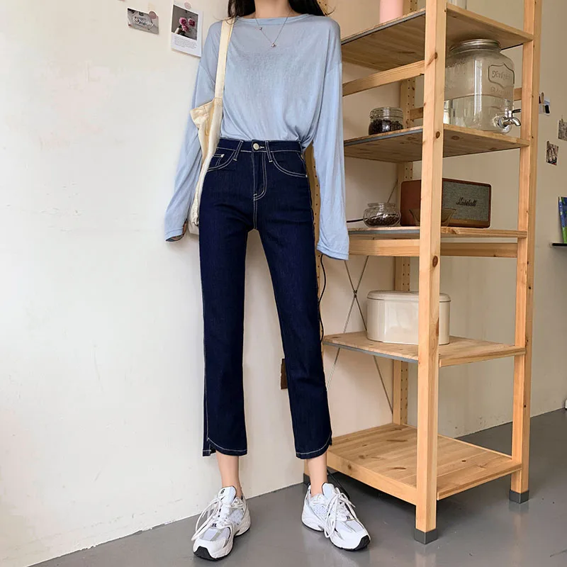 

Новинка N0405 облегающие эластичные микро брюки с завышенной талией женские джинсы