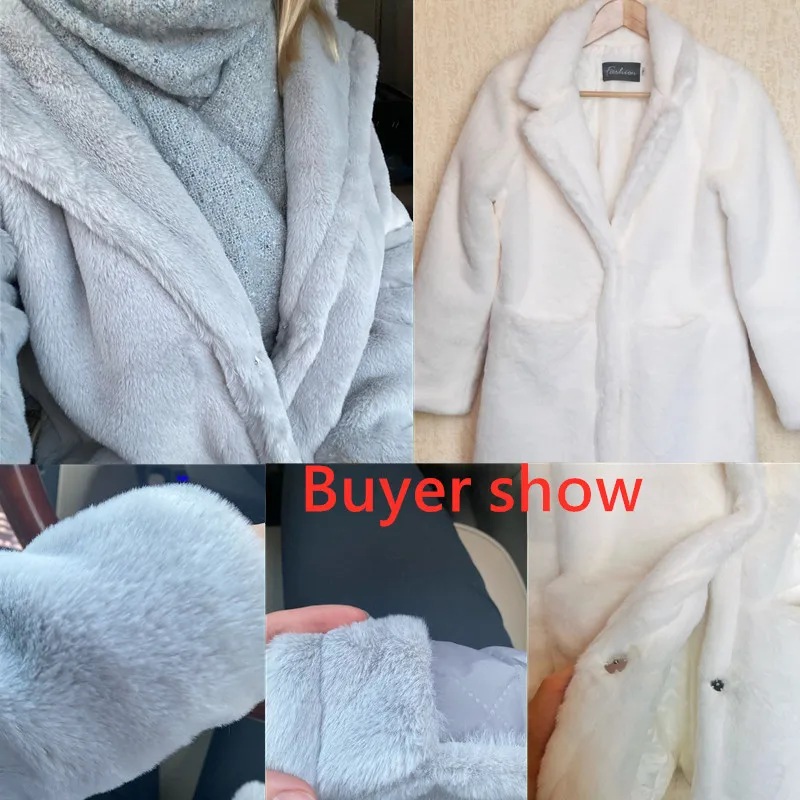 Women Mink Faux Fur Coat Solid Female Turn Down Collar Winter Warm Fake Fur Lady Coat Casual Jacket Turn Down Collar Casaco