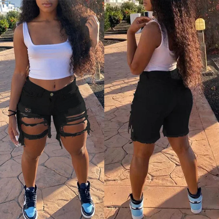 

2022 new arrival Women's summer Ripped denim shorts Trendy Internet celebrities shorts jeans fashion female jeans vintage