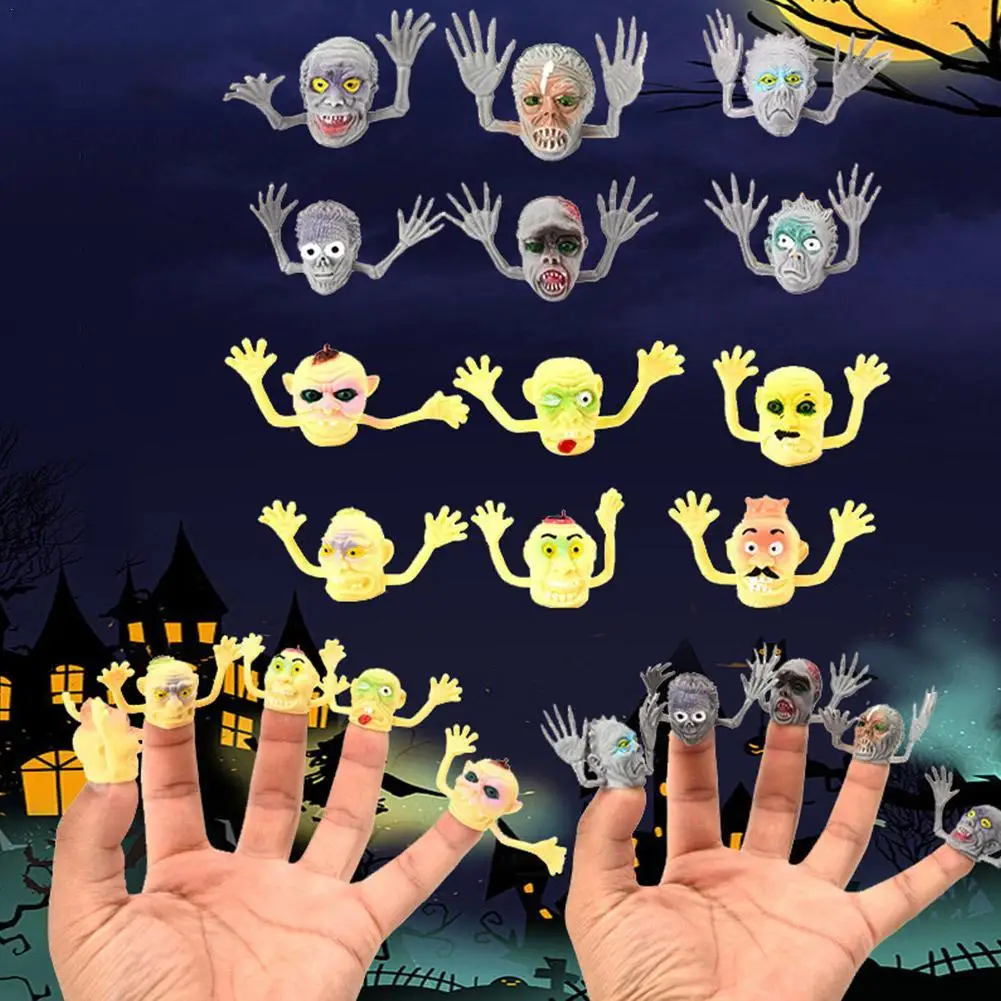 

1pc Halloween Finger Puppets Random Model Mini Ghost Head Zombie Hand Toys Halloween Party Decoration Kids Toy