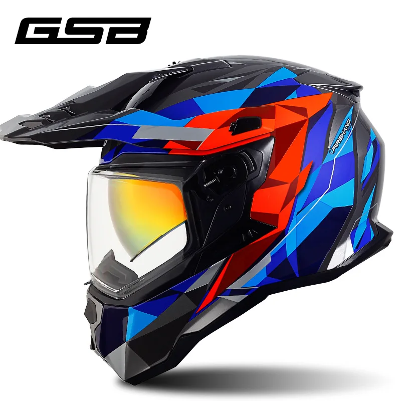 GSB Motorcycle Helmet ECE DOT Certification Full face Double lens Racing Off-road Cascos Para Moto Capacetes Casco