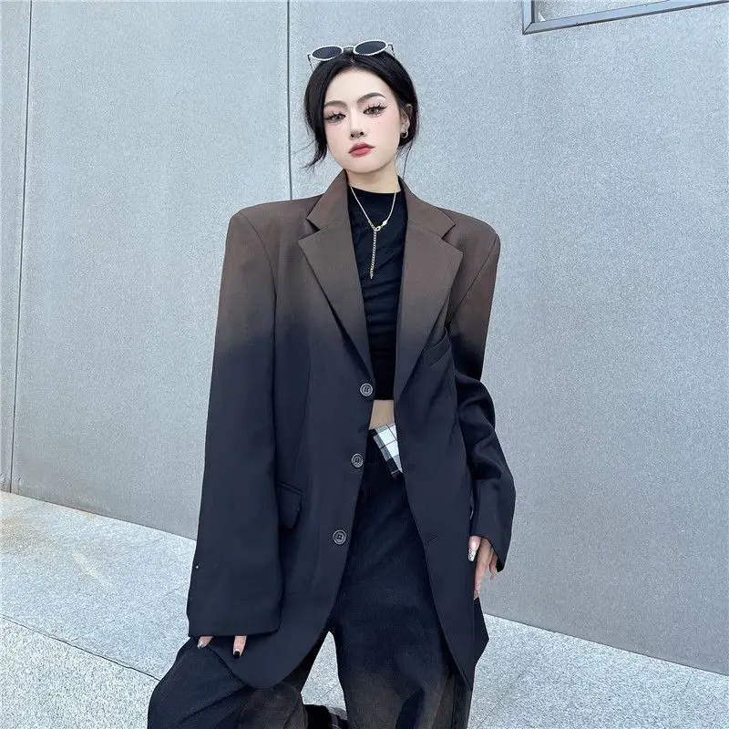 Блейзер с постепенным дизайном свободный женский уличный блейзер длинным