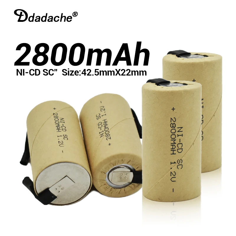 Quality SC 2800mah 1.2v battery NI-CD rechargeable batteries for makita bosch B&D Hitachi metabo dewalt for electric screwdriver
