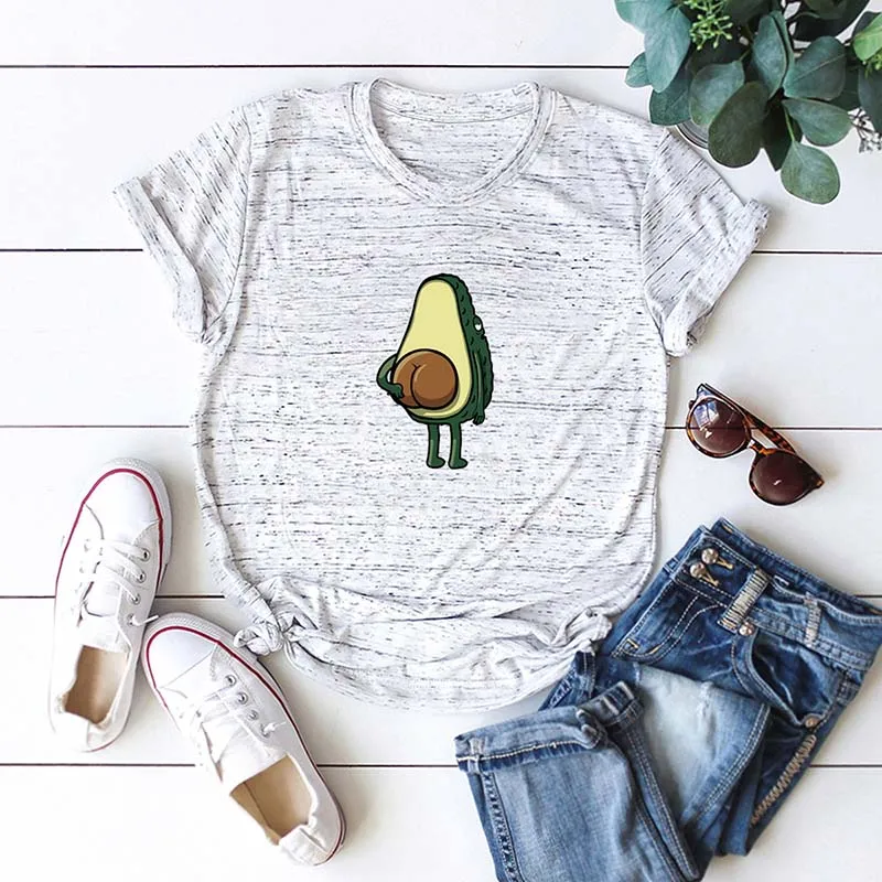

funny cartoon avocado women t-shirt O-Neck short sleeve harajuku summer female tops tees WX247