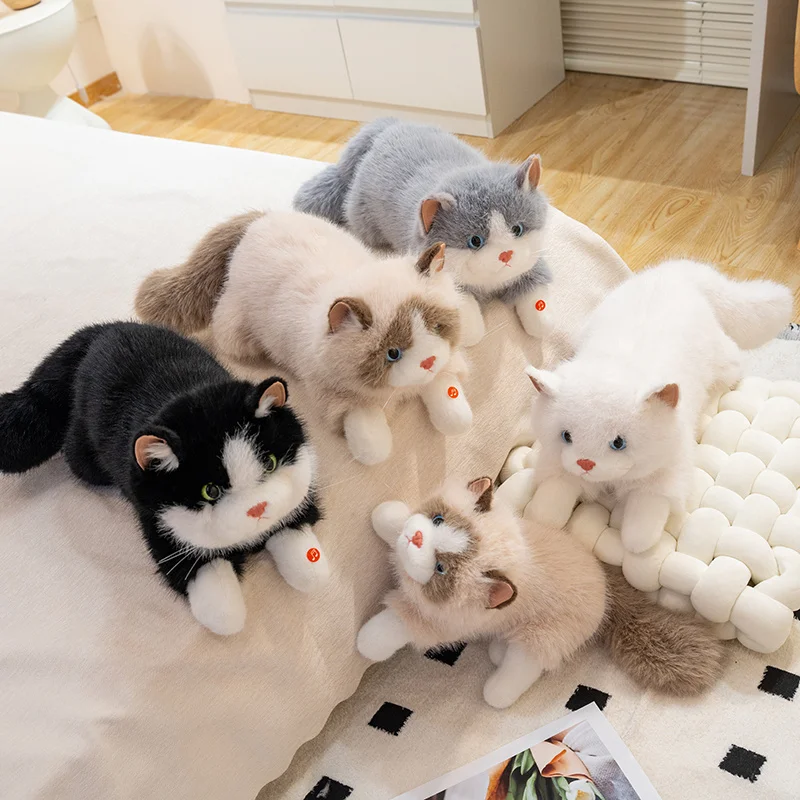 Фото Новая кукла-кошка, плюшевые игрушки, мягкие плюшевые животные, пушистая подушка с котенком, детский подарок на день рождения для девочек, украшение комнаты с домашними животными №2
