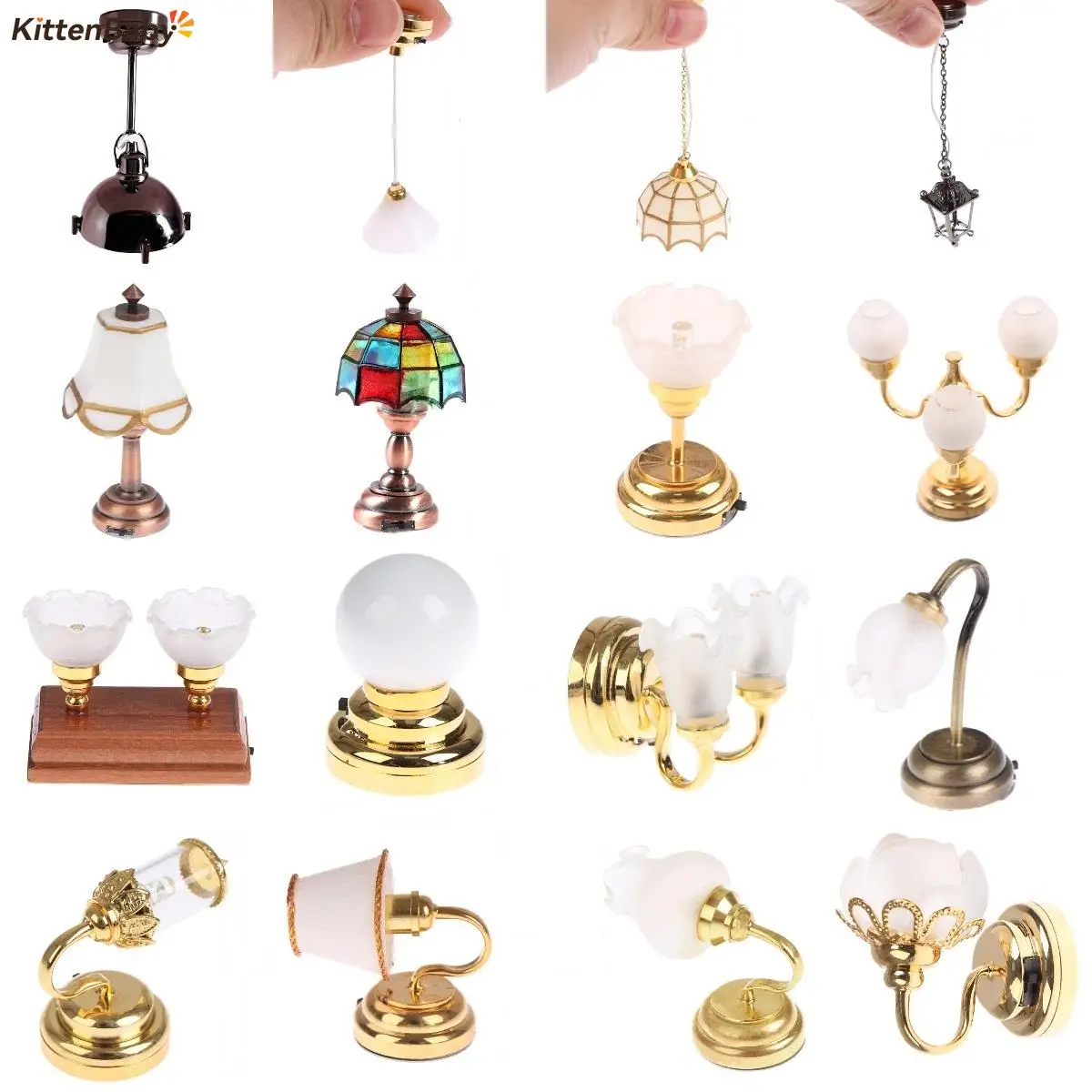 1/12 Miniature Dollhouse Ceiling Lamp Wall Light Desk Lamp Mini LED Lighting Home Decoration Doll Furniture Toy Can Be Bright