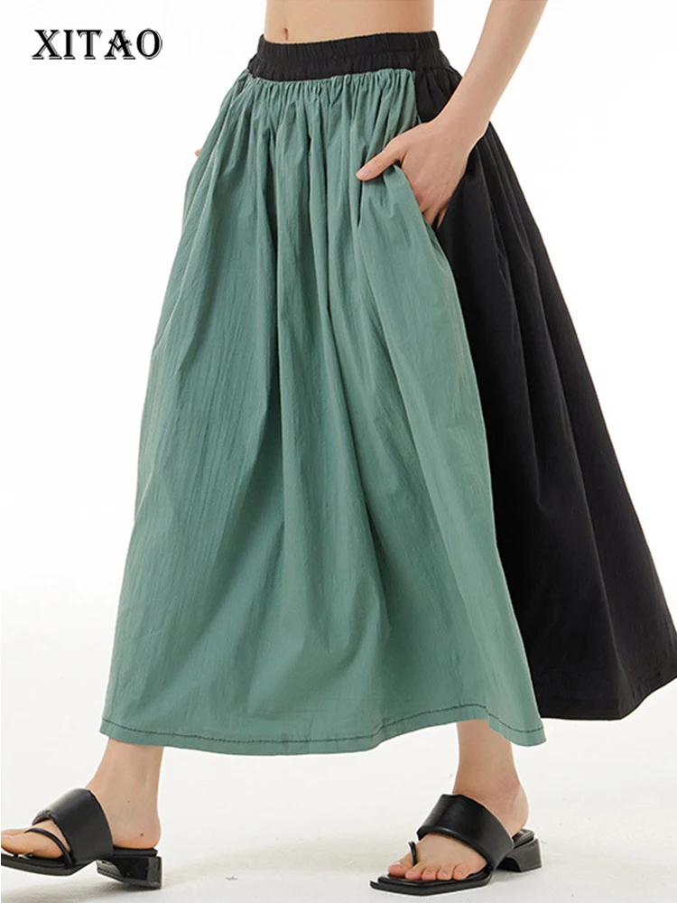 

XITAO, Лоскутные повседневные юбки, женские корейские летние Новые поступления, Модные свободные универсальные юбки с эластичной резинкой на ...