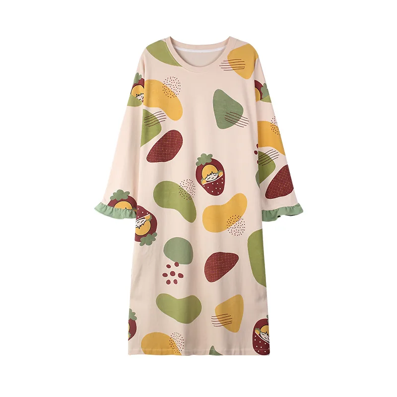 Spring Autumn New Women's Nightdress Loose Long Sleeve Nightdress Home Service Sexy Sleepwear Women Night Gown Sleep Tops