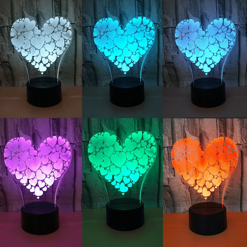 

Valentine's Day Gift Love 3D Acrylic Love Lamp LED Glow In The Dark Valentine's Day Gift Rose Remote Control Change 16 Colors