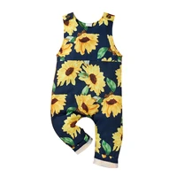 newborn baby girl romper sunflower floral print sleeveless clothes infant summer jumpsuit 0 18 months