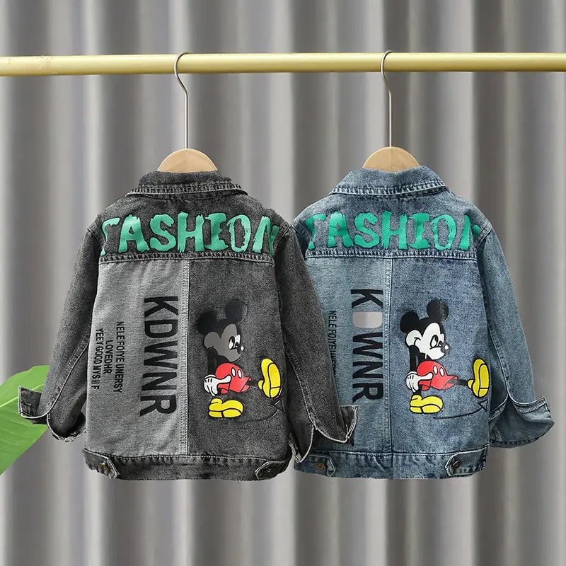 Детская одежда 2021 джинсовая куртка для мальчиков с мультяшным рисунком детская в