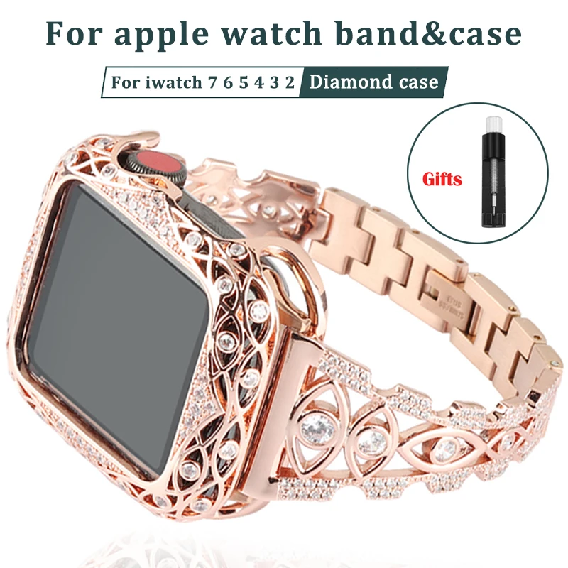 

Ремешок из нержавеющей стали для Apple Watch 7 6 5 4 40 мм 44 мм, роскошный браслет для наручных часов Iwatch se 3 2 38 мм 42 мм