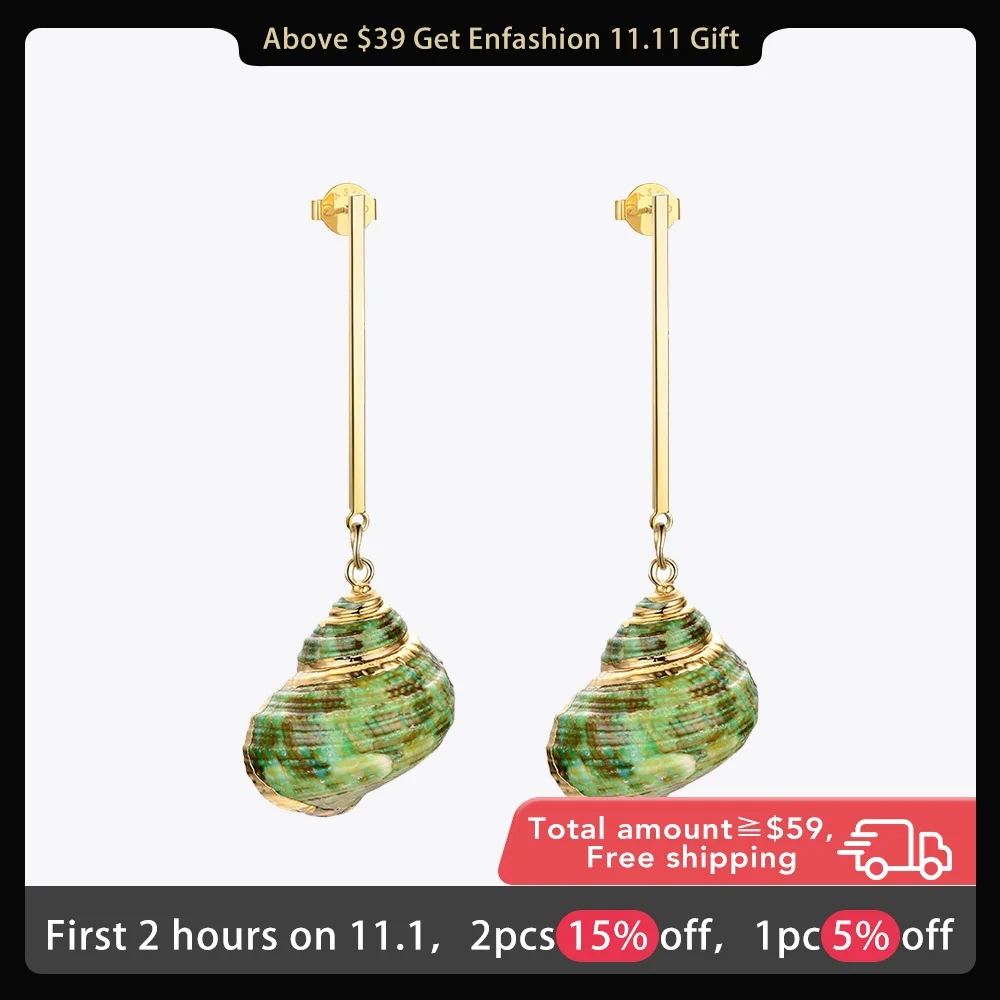 

Enfashion Vintage Natural Conch Dangle Earrings For Women Statement Boho Long Earings Fashion Jewelry Oorbellen 2020 EM191010