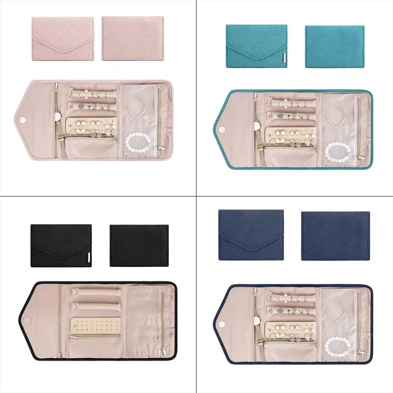 

Travel Jewelry Organizer Roll Foldable Jewelry Case for Journey Earrings / Rings / Diamond / Necklaces / Bracelets / Brooches