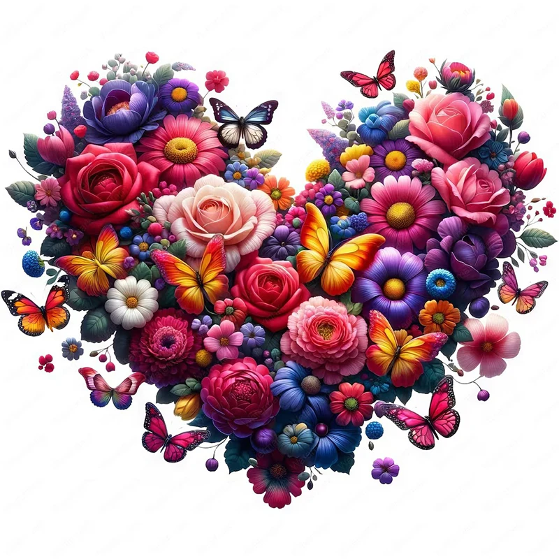 

Наклейки на стену MT825# сердечки с цветами