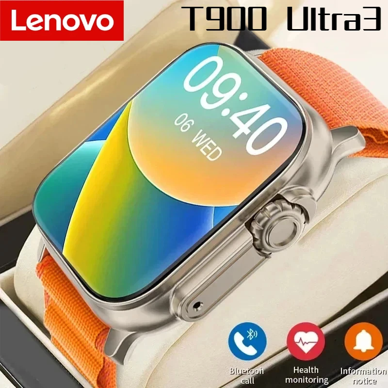 Фото Смарт-часы Lenovo T900 Ultra 3, умные часы IWO, NFC, Bluetooth, вызовы, измерение пульса, водонепроницаемые, 2,2 дюйма, беспроводные, для фитнеса, бизнес-класс №1