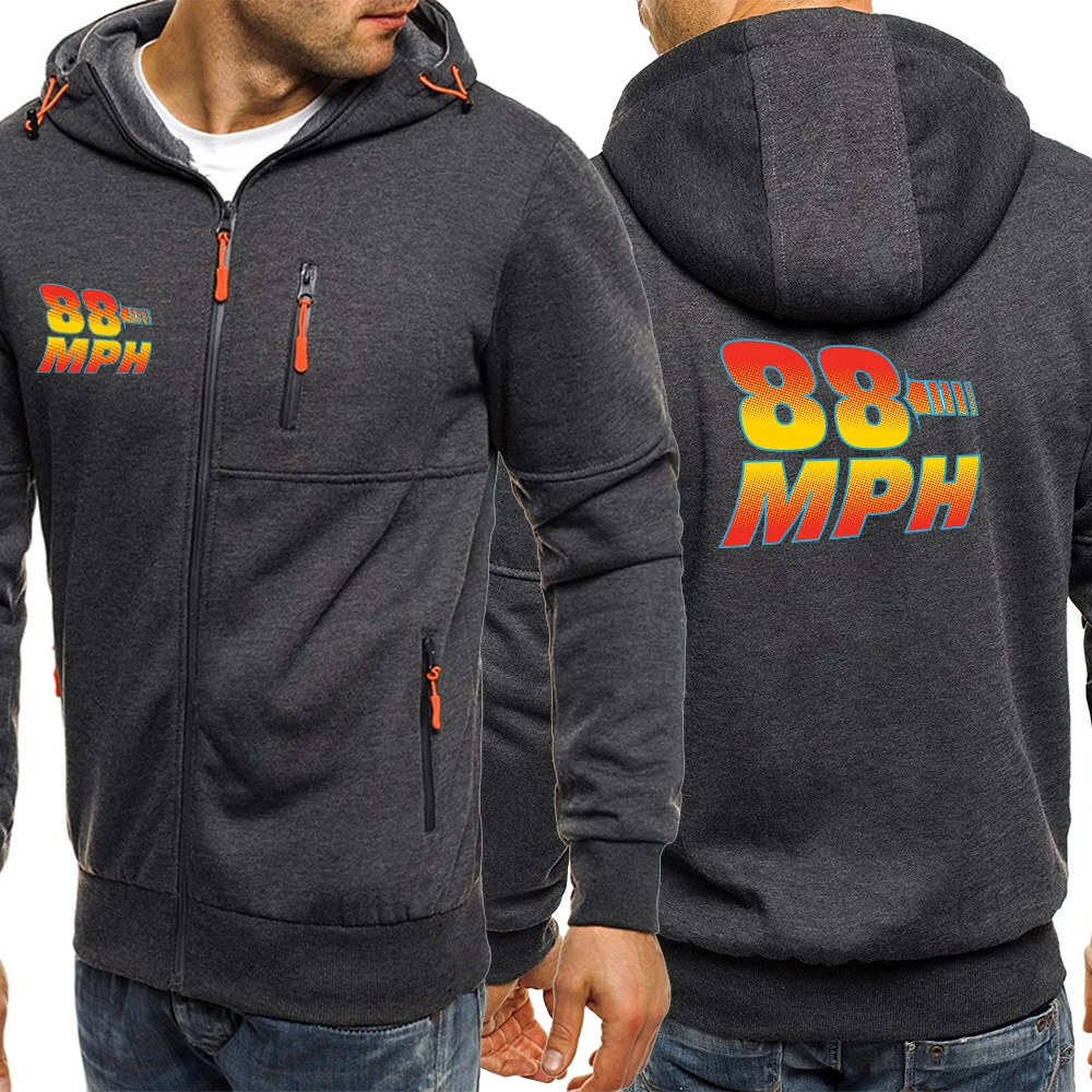 

Movie Back To The Future 88Mph Prints Hoodies Men Fashion Zipper Clothes Autumn Zip Up Sweatshirt Oversized Fleece Hoodie Man