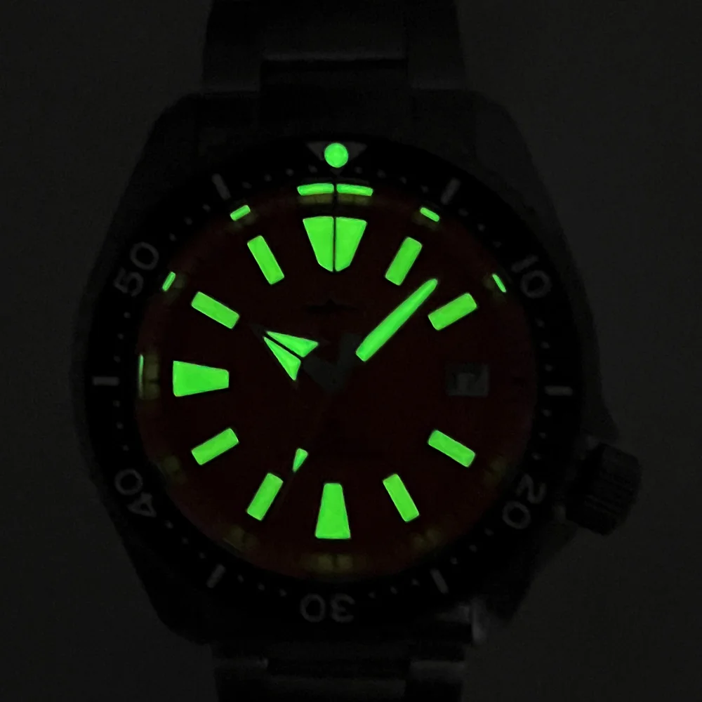 Мужские водонепроницаемые часы для дайвинга Heimdallr Titanium SKX007 с синим циферблатом 44