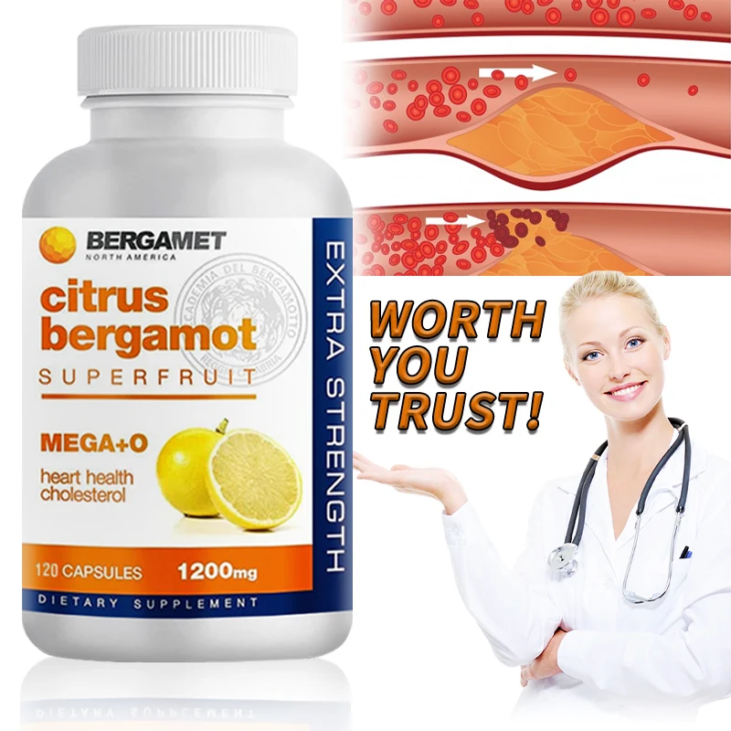 

Citrus Bergamot MEGA+O 40% BPF 600mg - Extra Strength Natural Cholesterol & Heart Supplements w/ Multiple Clinical Studies