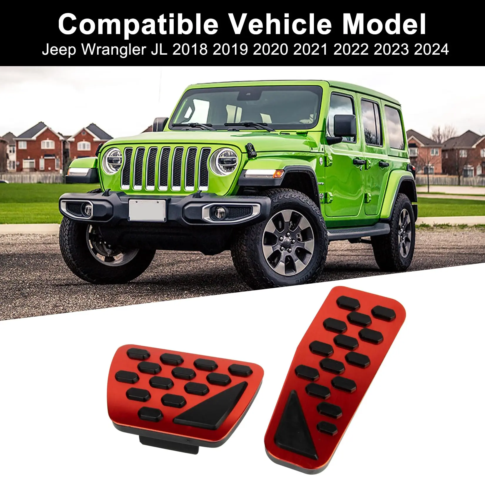 

Автомобильные педали, накладки на педали для Jeep Wrangler JL 2018-2024, педаль газа, педаль тормоза, авто, алюминиевая, нескользящая
